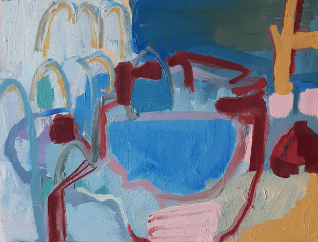 Odours and shopping sprees, a painting by Mary A. Fitzgerald, Olivier Cornet Art Gallery, Dublin