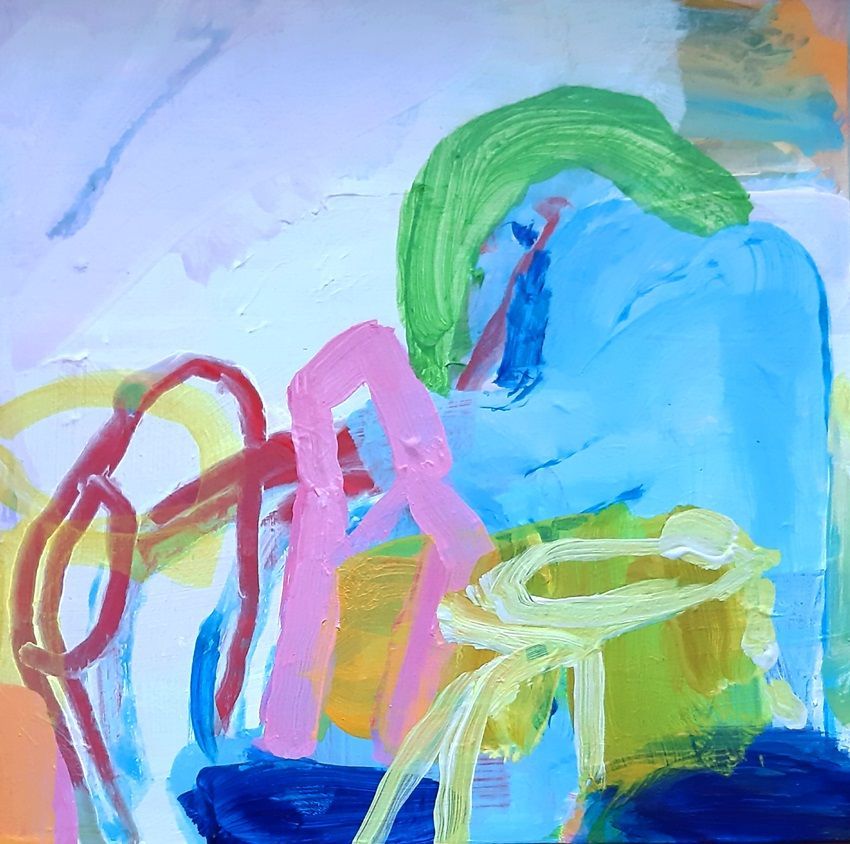 Mary A. Fitzgerald, Slip Slip, Pink, a painting part of Contrasts, a winter group show at Olivier Cornet Gallery Dublin.