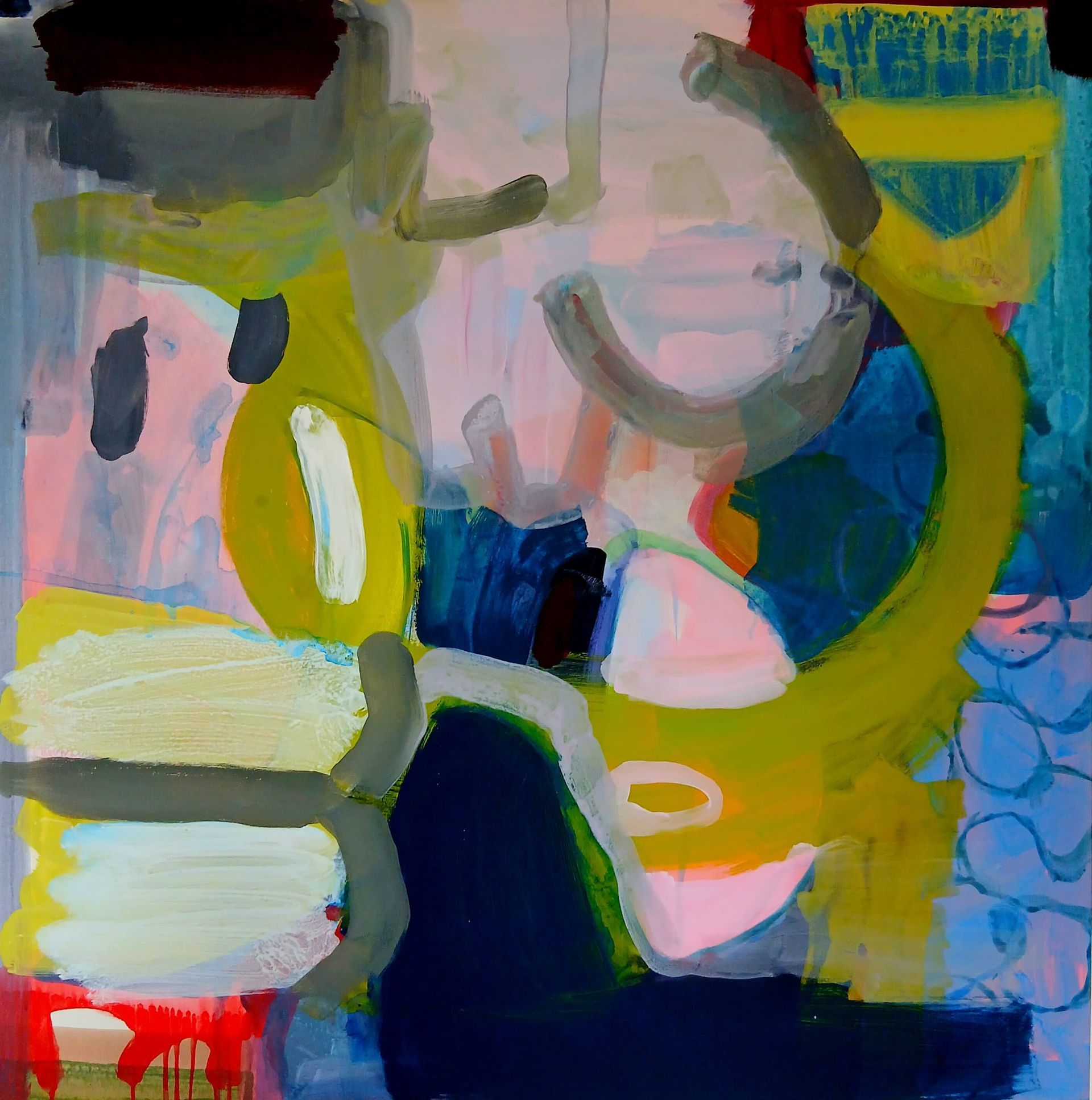 The Fancy, a painting by Mary A. Fitzgerald, in response to Jack B. Yeats' painting ‘About to Write a letter’,  part of Olivier Cornet Gallery's  group show 'Ode to Giants', launching during Dublin Gallery Weekend 2025.