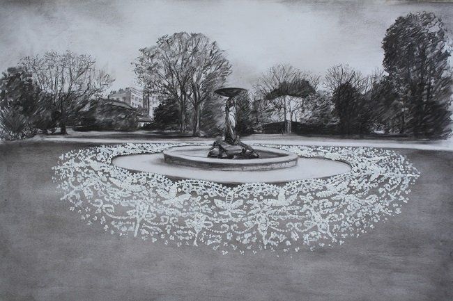 Lost Lace - Artist's  Impression III, a drawing  by Miriam McConnon, Olivier Cornet Gallery, Dublin