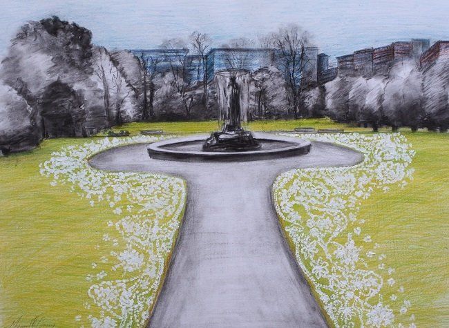 Lost Lace Drawing - Iveagh Gardens, a drawing  by Miriam McConnon, Olivier Cornet Gallery, Dublin