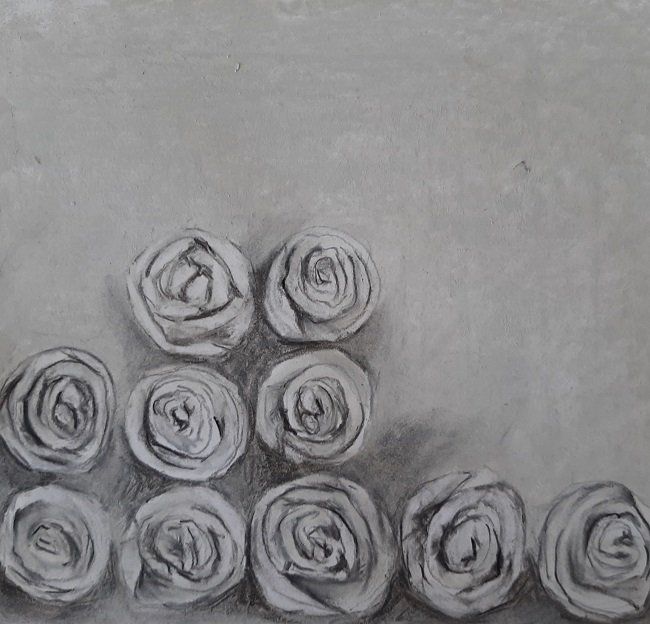 Individual Roses, a drawing  by Miriam McConnon, Olivier Cornet Gallery, Dublin