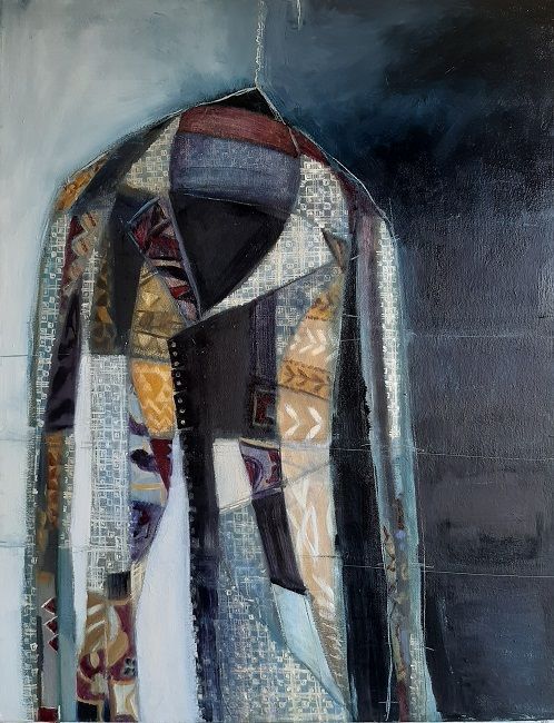 Miriam McConnon, Mahmoud's Armour, oil painting on canvas, 70x55cm, The Refugee's Armour art exhibition, Olivier Cornet Gallery Dublin
