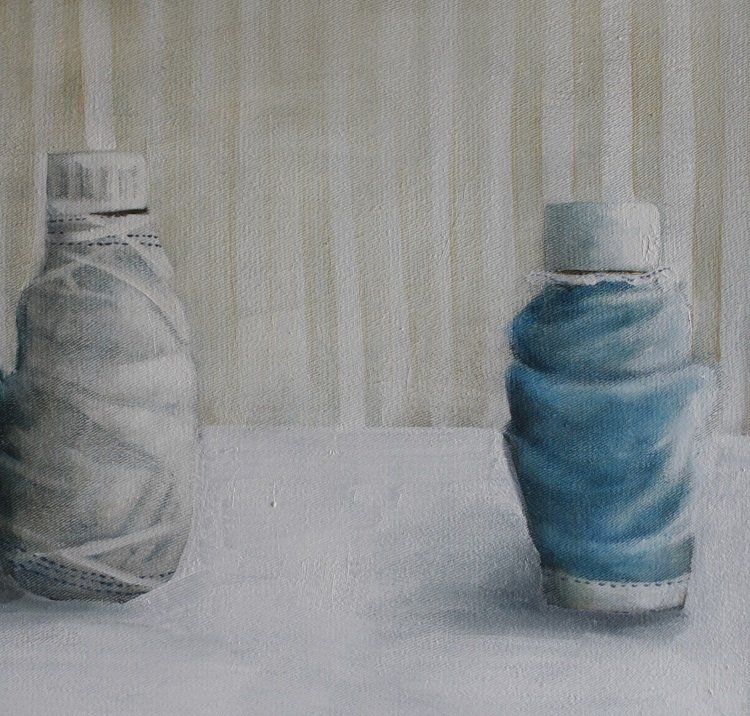 Masked Medicine Bottles III, a painting by Olivier Cornet Gallery artist Miriam McConnon