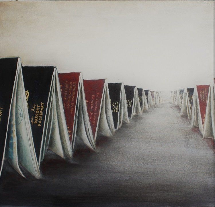 Passport Tents II, a painting by Olivier Cornet Gallery artist Miriam McConnon