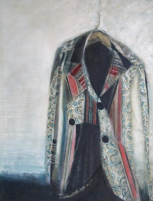 Miriam McConnon, Peter's Armour, oil painting on canvas, 70x55cm,  The Refugee's Armour art exhibition, Olivier Cornet Gallery Dublin