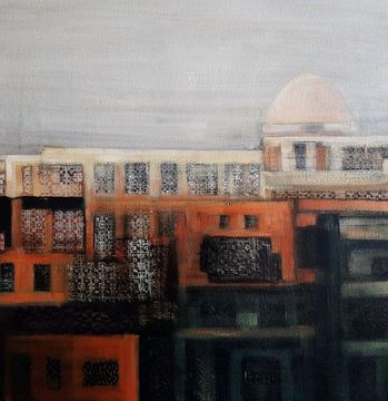Miriam McConnon, Remains of Daraa, oil on canvas, 50x50cm