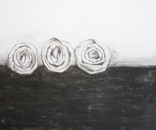 Lost Lace - Three Roses, a drawing  by Miriam McConnon, Olivier Cornet Gallery, Dublin