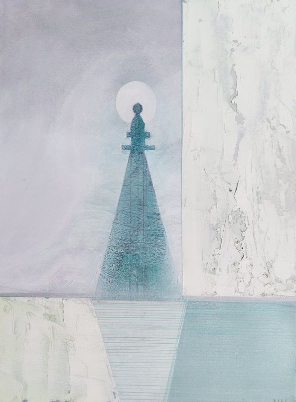 Nickie Hayden, All is calm, a painting on wood panel, part of the Olivier Cornet Gallery's group show Pink is my colour.