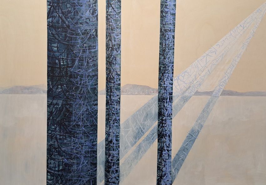 Changing the Shadow, a painting by Nickie Hayden, part of the artist's solo show Symbols of Revival, Olivier Cornet Gallery, Dublin.