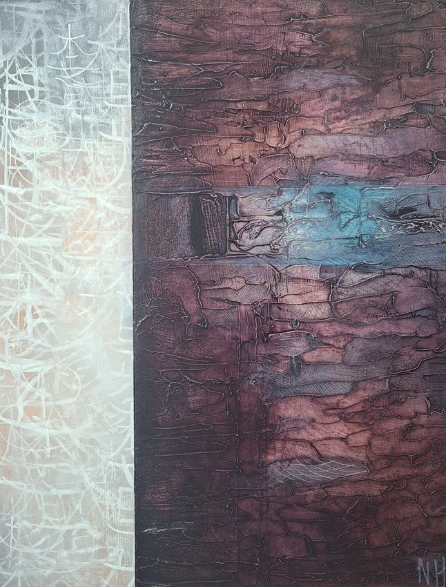 a painting by Nickie Hayden, part of the artist's solo show Symbols of Revival, Olivier Cornet Gallery, Dublin.