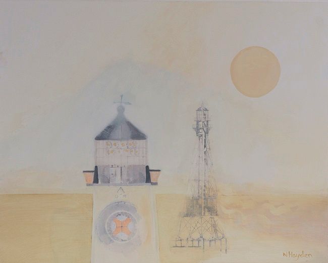 Nickie Hayden, Follow the Moon, an oil on board painting, Olivier Cornet Gallery