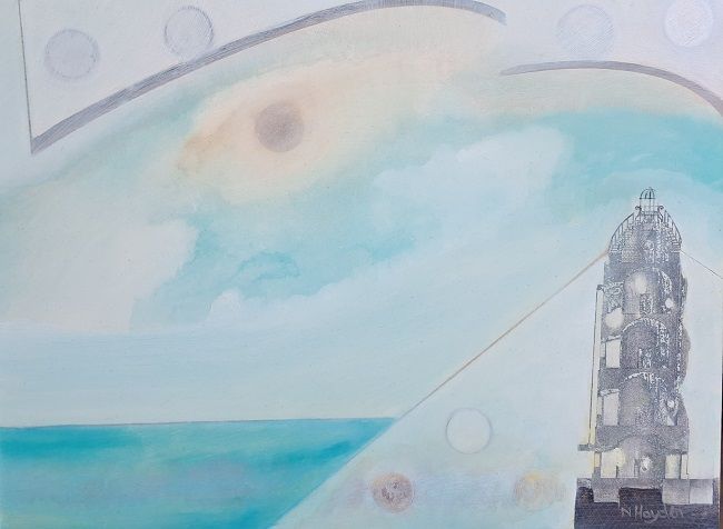 Nickie Hayden, From the Beginning of Time, an oil on board painting, Olivier Cornet Gallery