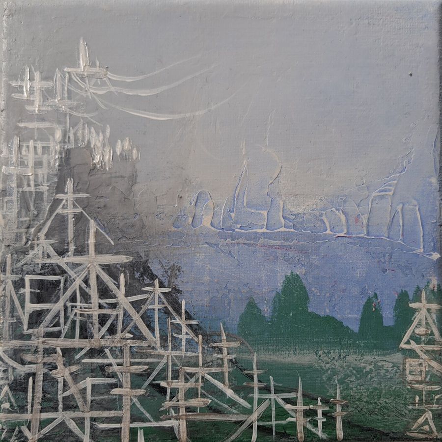 The Journey, a painting by Nickie Hayden, part of the artist's solo show Symbols of Revival, Olivier Cornet Gallery, Dublin.