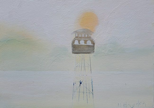 Nickie Hayden, Look Out Post, an oil on board painting, Olivier Cornet Gallery