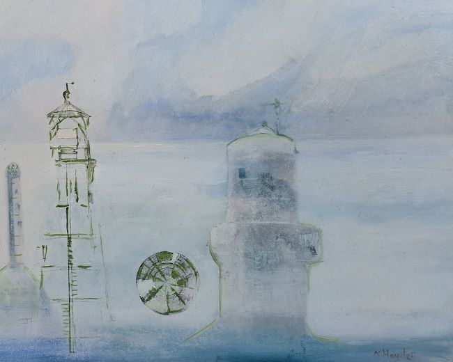 Nickie Hayden, Skeleton Crew, an oil on board painting, Olivier Cornet Gallery