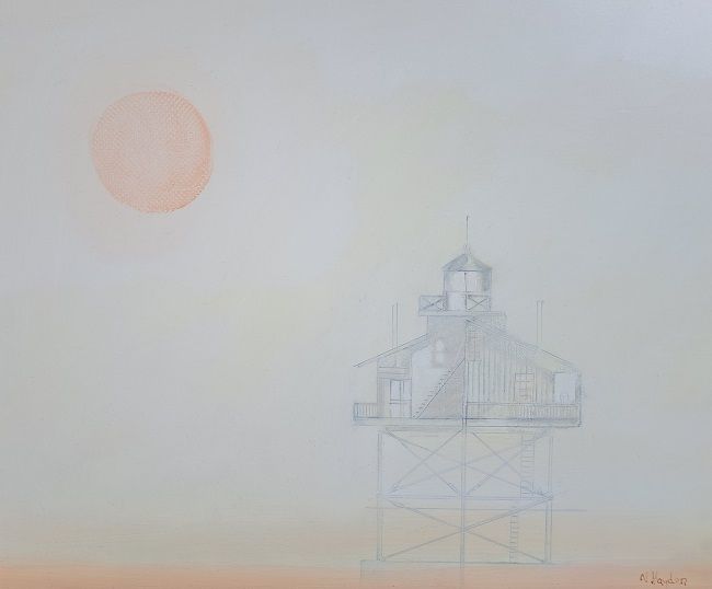 Nickie Hayden, Stilts, an oil on board painting, Olivier Cornet Gallery