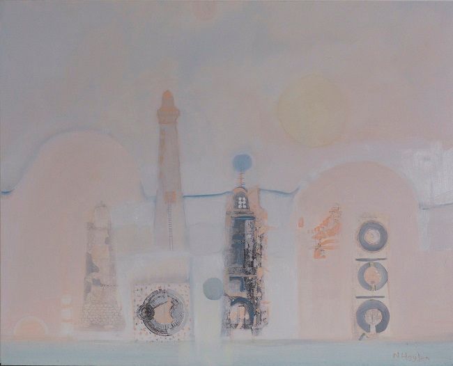 Nickie Hayden, The Blue Print, an oil on board painting, Olivier Cornet Gallery