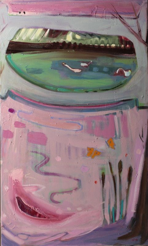 Noël O'Callaghan, Candyworld Smiles, a painting, part of the Olivier Cornet Gallery's group show Pink is my colour.