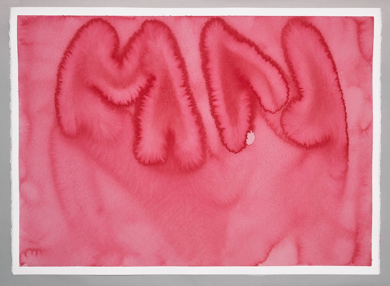 Sheila Naughton, Pink Dissolve, a painting on paper, part of the Olivier Cornet Gallery's group show Pink is my colour.