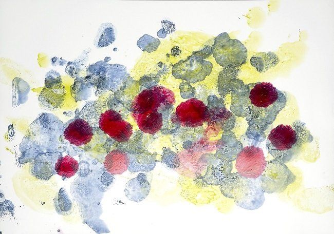 Sheila Naughton, Under the Microscope l, acrylic on Yupo, Olivier Cornet Art Gallery