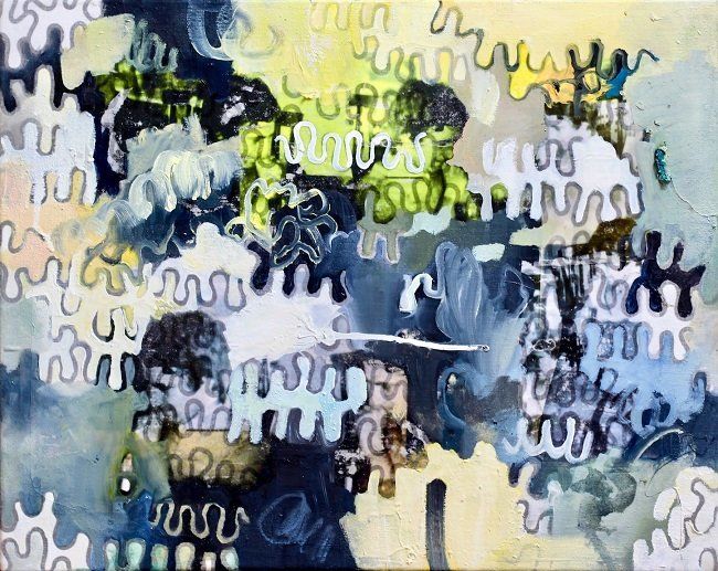 Räusperschleife, a painting by Susanne Wawra, part of the Olivier Cornet Gallery Bloomsday 2022 group show Outrageous, Obscene and Offensive