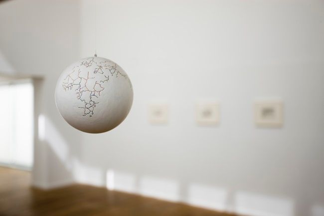 Tom Molloy's 3D piece 'Borderline', part of 'What do we want?' a group art exhibition at Olivier Cornet Gallery in response to the increasingly dangerous geo-political situation in the world today.