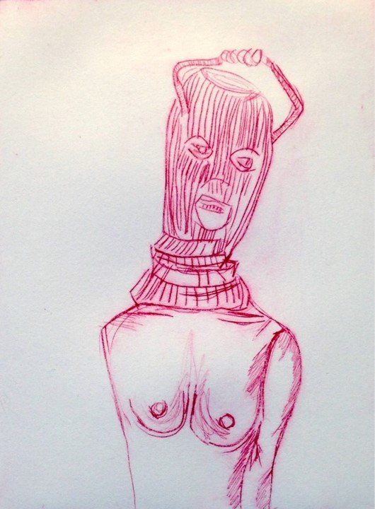 Vicky Smith, Balaclava II, drypoint etching, Olivier Cornet Art Gallery