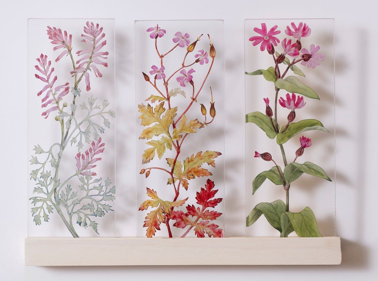 real life view of Yanny Petters's Field of vision verre eglomise slides