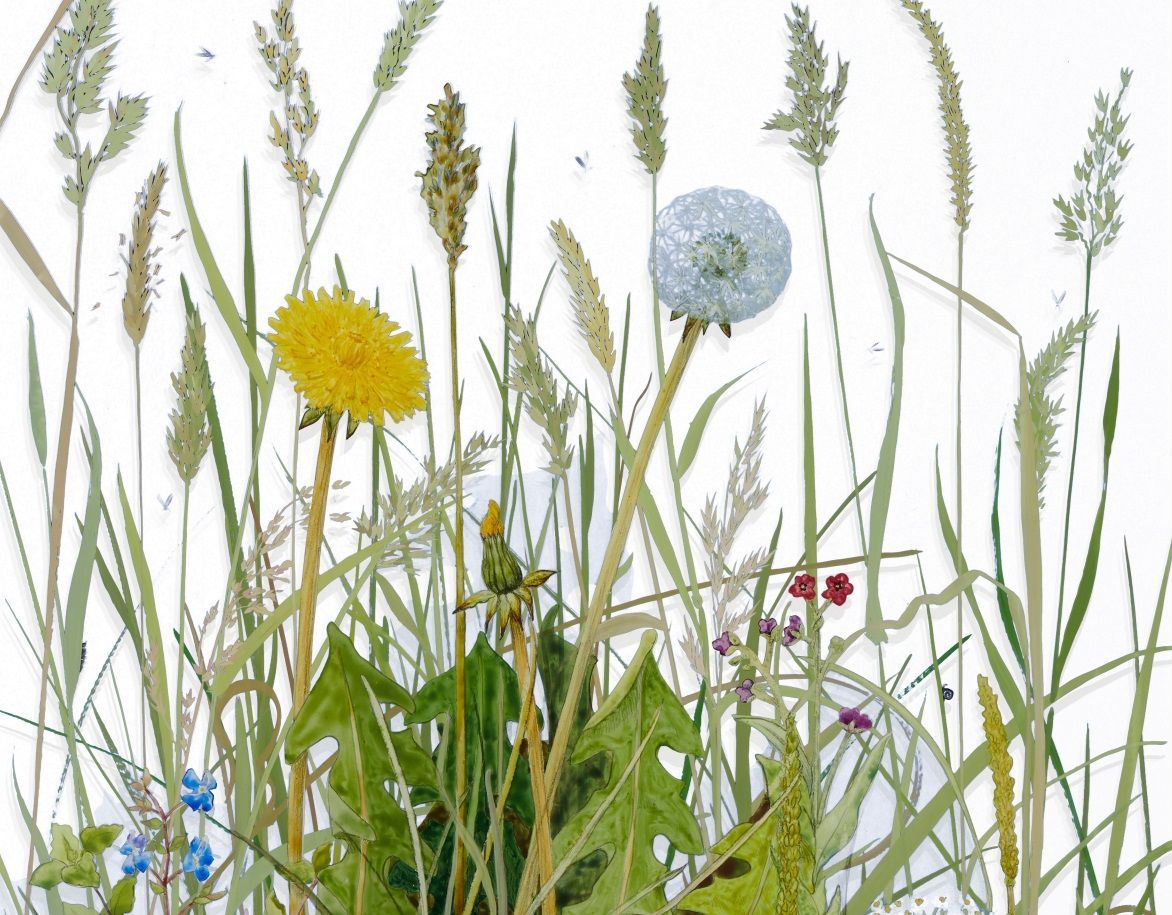 detail view of Yanny Petters's painting Meadows