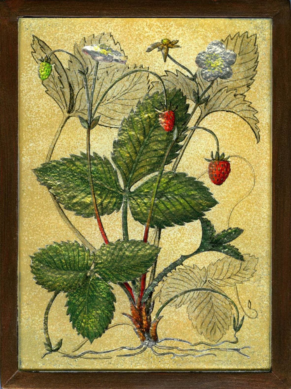 Wild Strawberry, a verre  églomisé painting by Yanny Petters, part of the OPW State Art Collection in Ireland