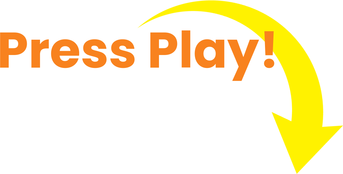 A yellow arrow pointing to the word press play