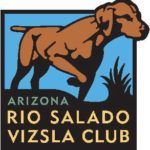 The logo for the arizona rio salado vizsla club shows a dog standing in the grass.