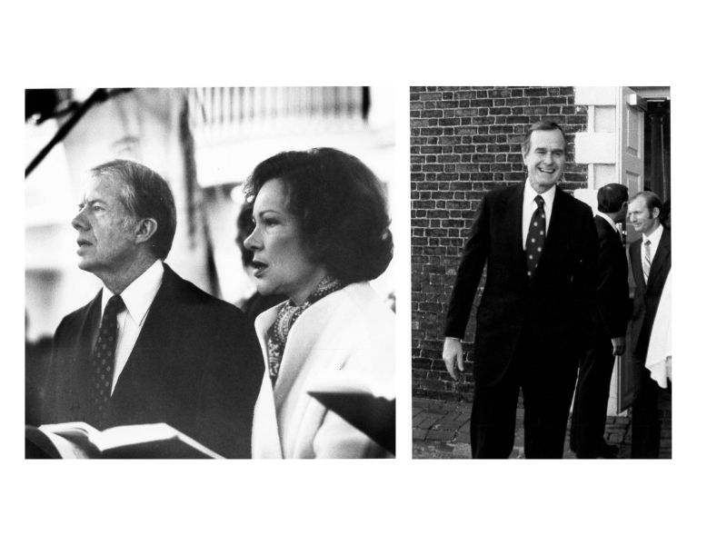 jimmy and rosalynn carter and george and barbara bush visit 