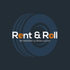 Ein Logo für Rent & Roll mit einem Reifen im Hintergrund