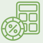 Icon of calculator and coin