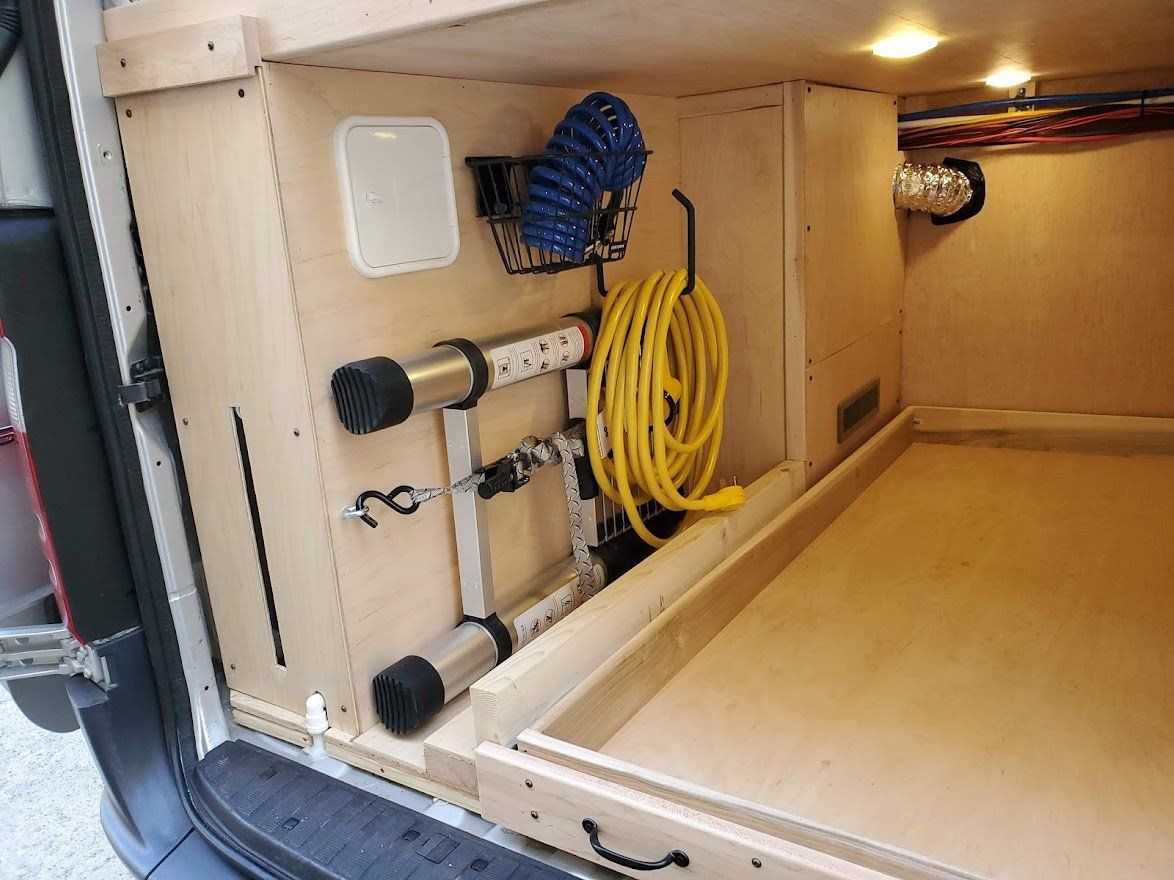 Ladder And Wire In Camper Van - Milton, NH - RV Service and R & L Van Builds