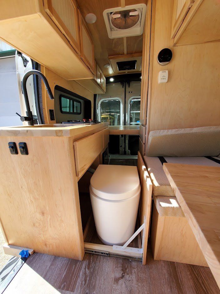 Toilet Inside Camper Van - Milton, NH - RV Service and R & L Van Builds