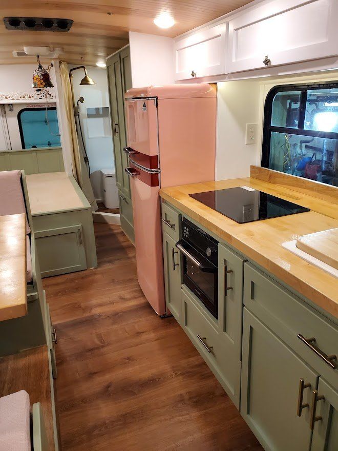 Inside The Bus With Kitchen Area  - Milton, NH  - RV Service and R & L Van Builds