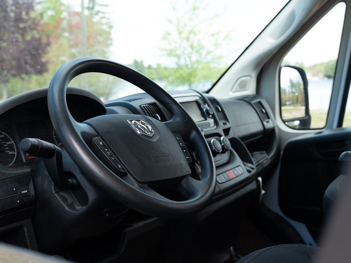 Driver View Inside The Camper Van - Milton, NH - RV Service and R & L Van Builds
