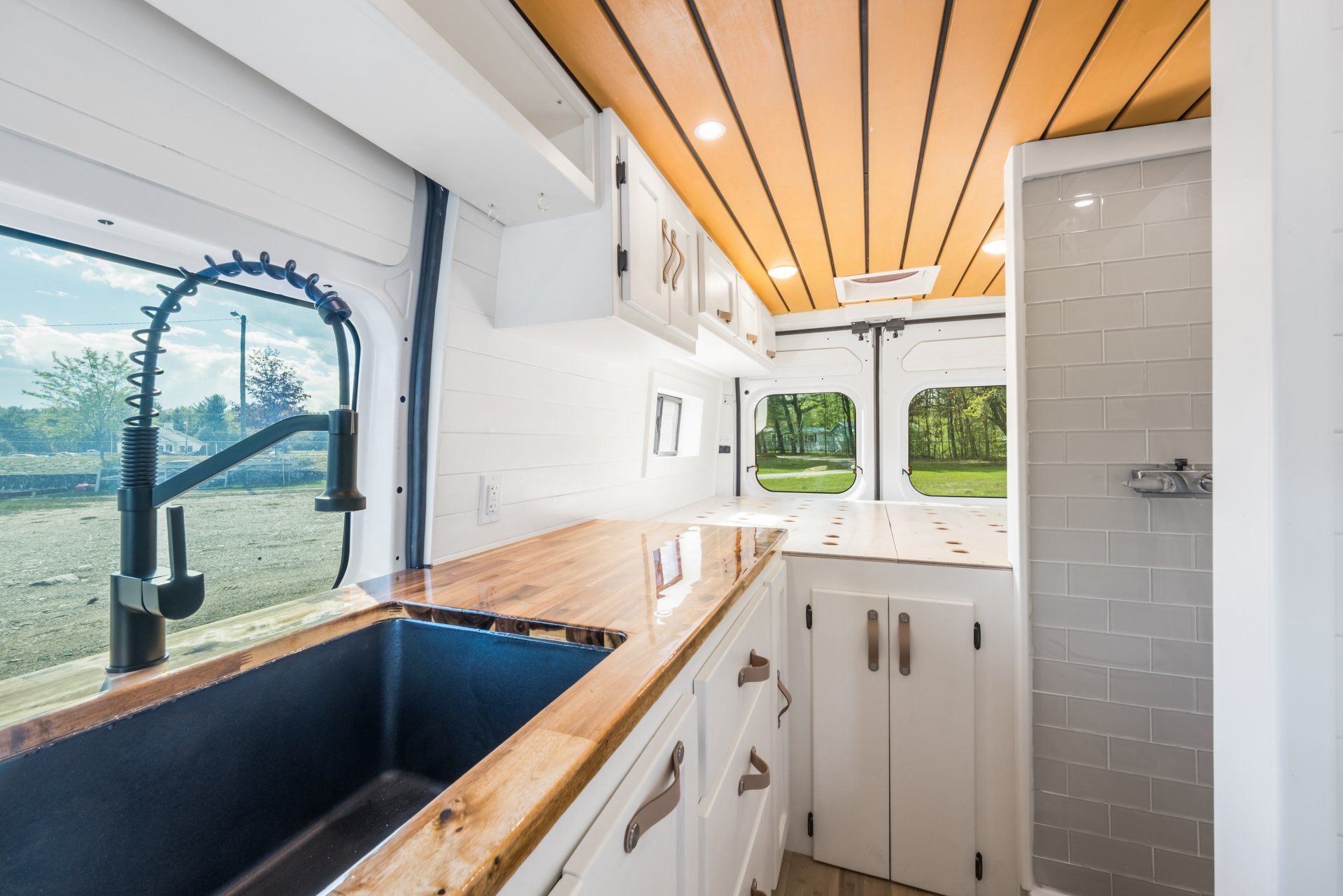 Clean Kitchen Area Inside The Camper Van - Milton, NH  - RV Service and R & L Van Builds