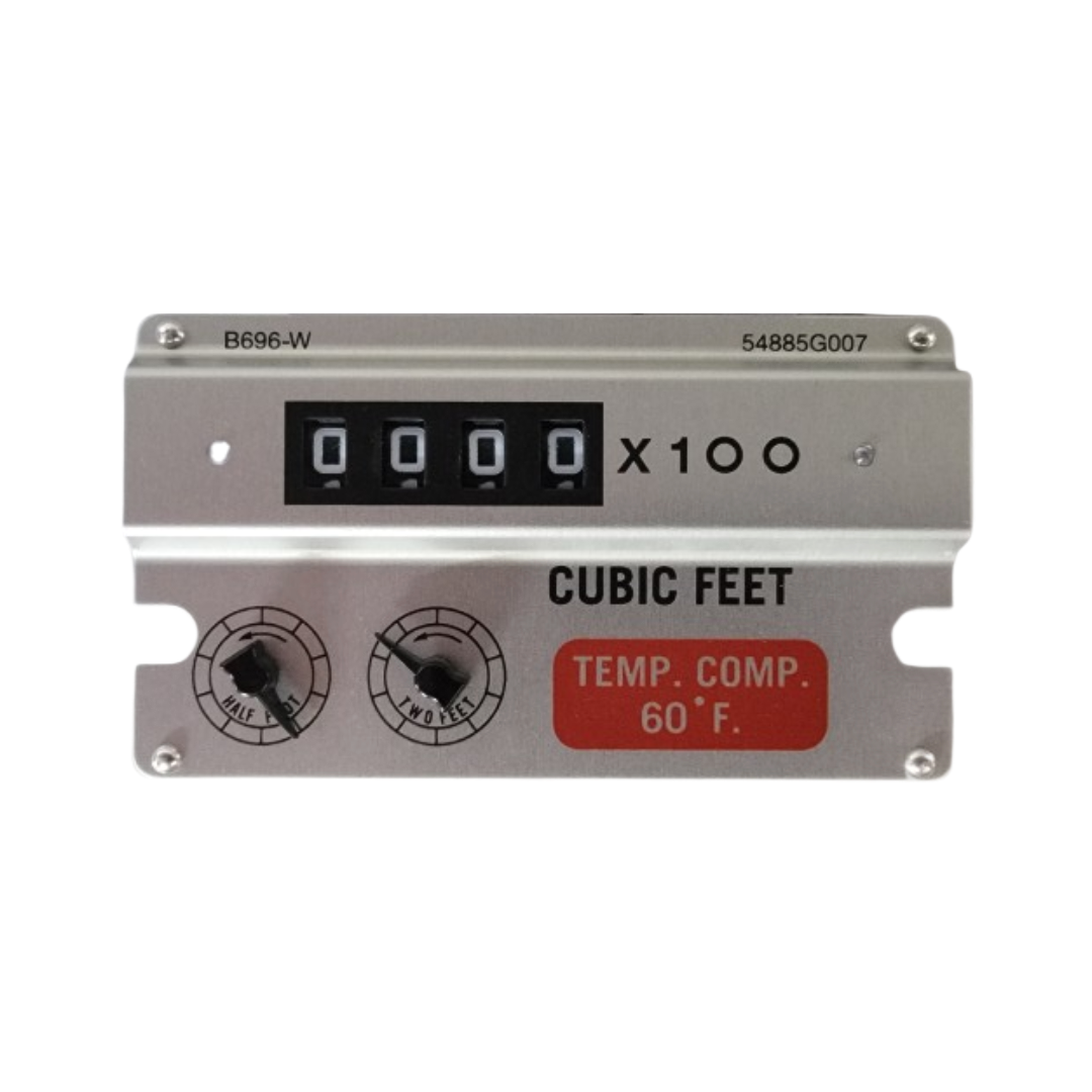 Gas meter showing dials indicating a reading of 7983 cubic feet.