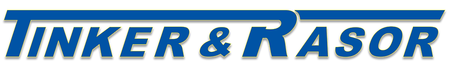 Logo of Tinker & Rasor in blue text.