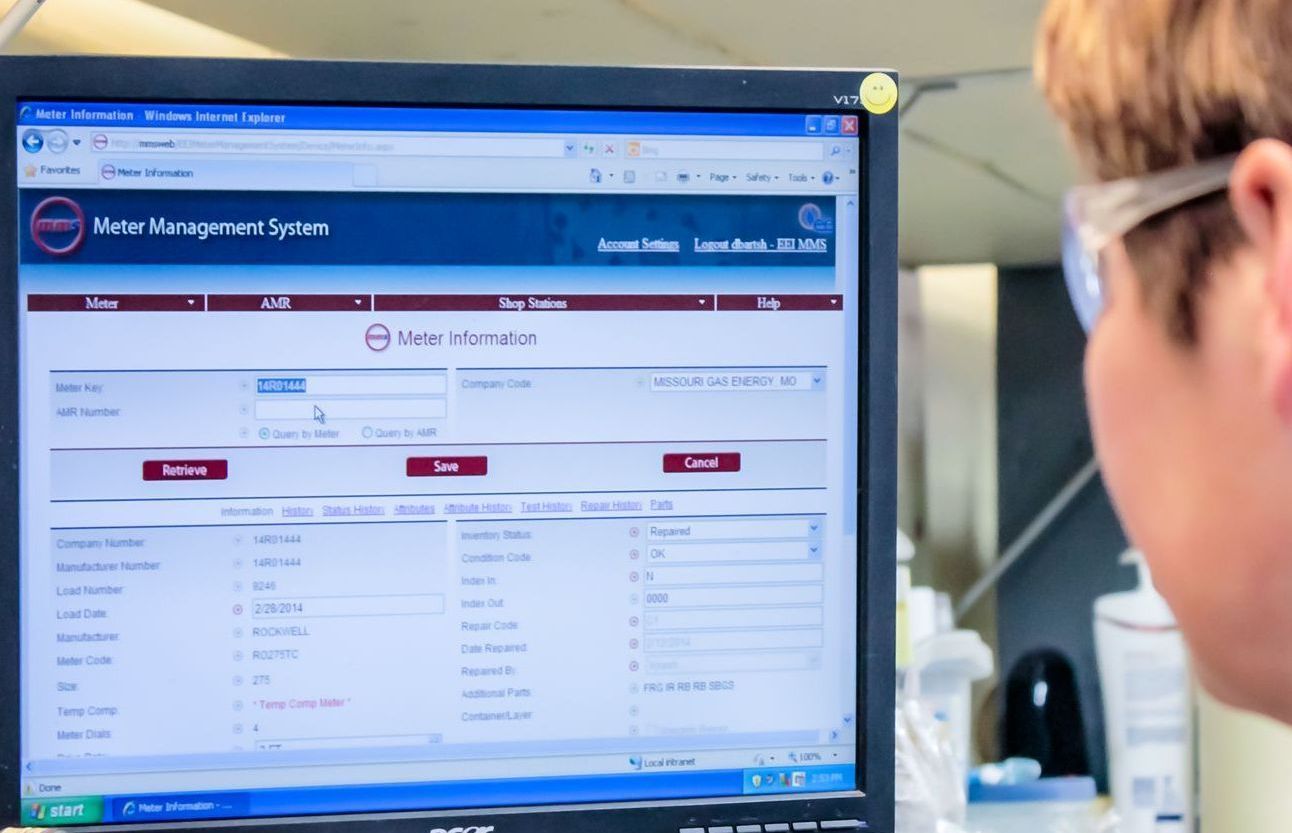 A computer screen featuring the Meter Management System Software