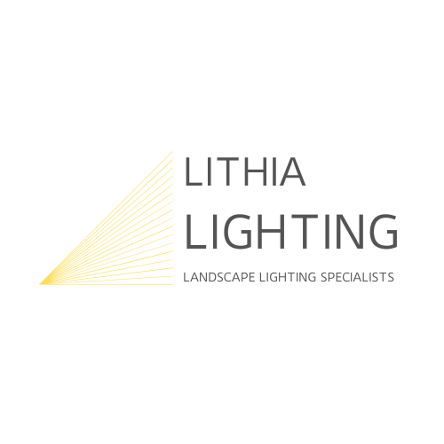 The logo for lithia lighting is a landscape lighting specialist.