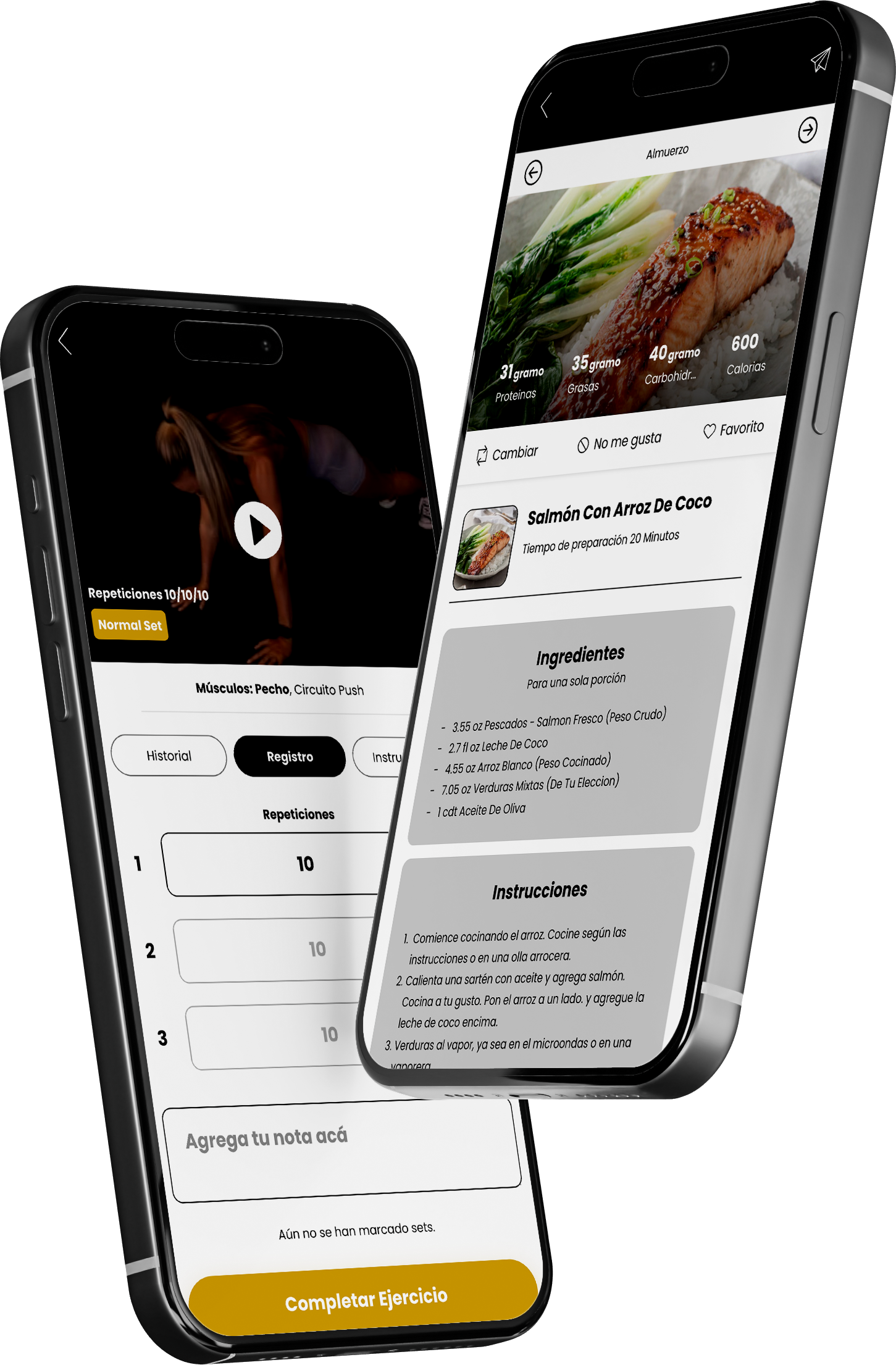Two smartphones displaying 