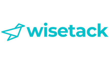 Wisetack logo in teal with a stylized paper airplane icon