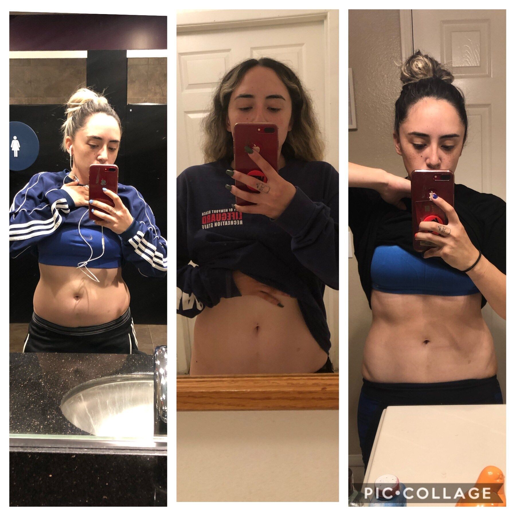 A woman is taking a picture of herself in a bathroom mirror