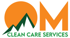 Clean Care Services logo with orange sun, green mountain peaks, and orange “M” icon