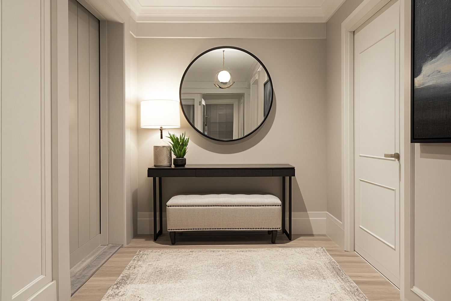 Mirror oat the end of the hallway